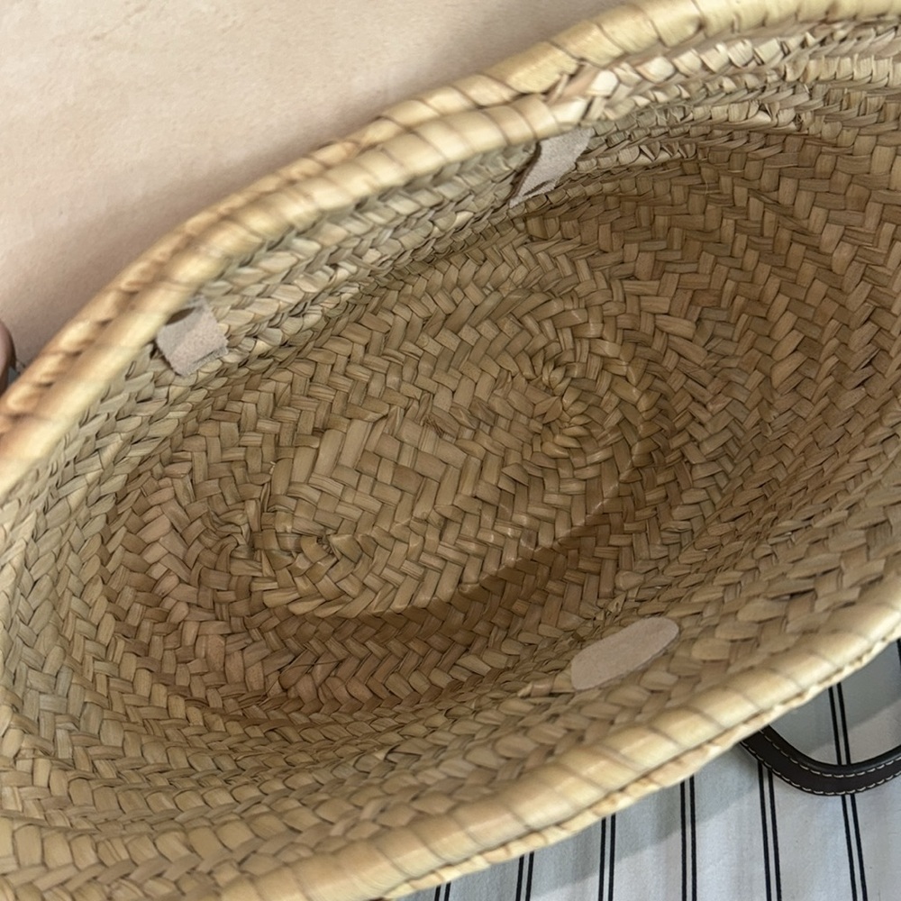 Hereu Alqueria Small Straw Crossbody Tote Natural with Brown Leather - Picture 10 of 17